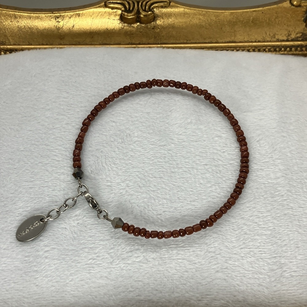 Pink Box Beaded‎ Bracelet Brown Dainty Neutral Minimalist Boho Chic Classic